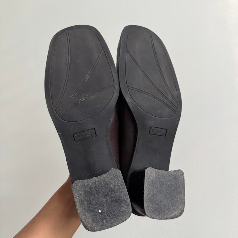 Vintage 90s brown leather mule size 9 square toe slide slip on minimal block - Picture 6 of 7